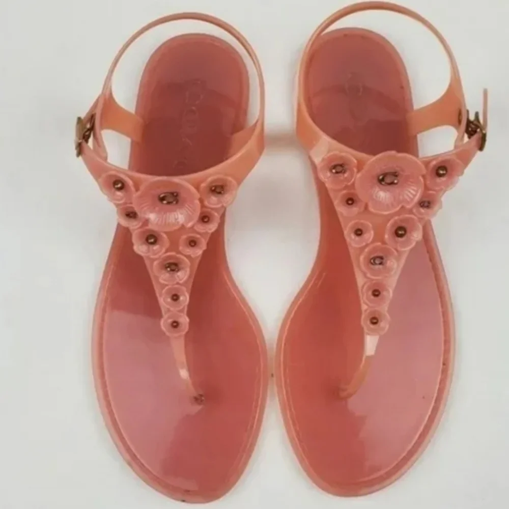 Coach Peach Sandals with Floral Accents